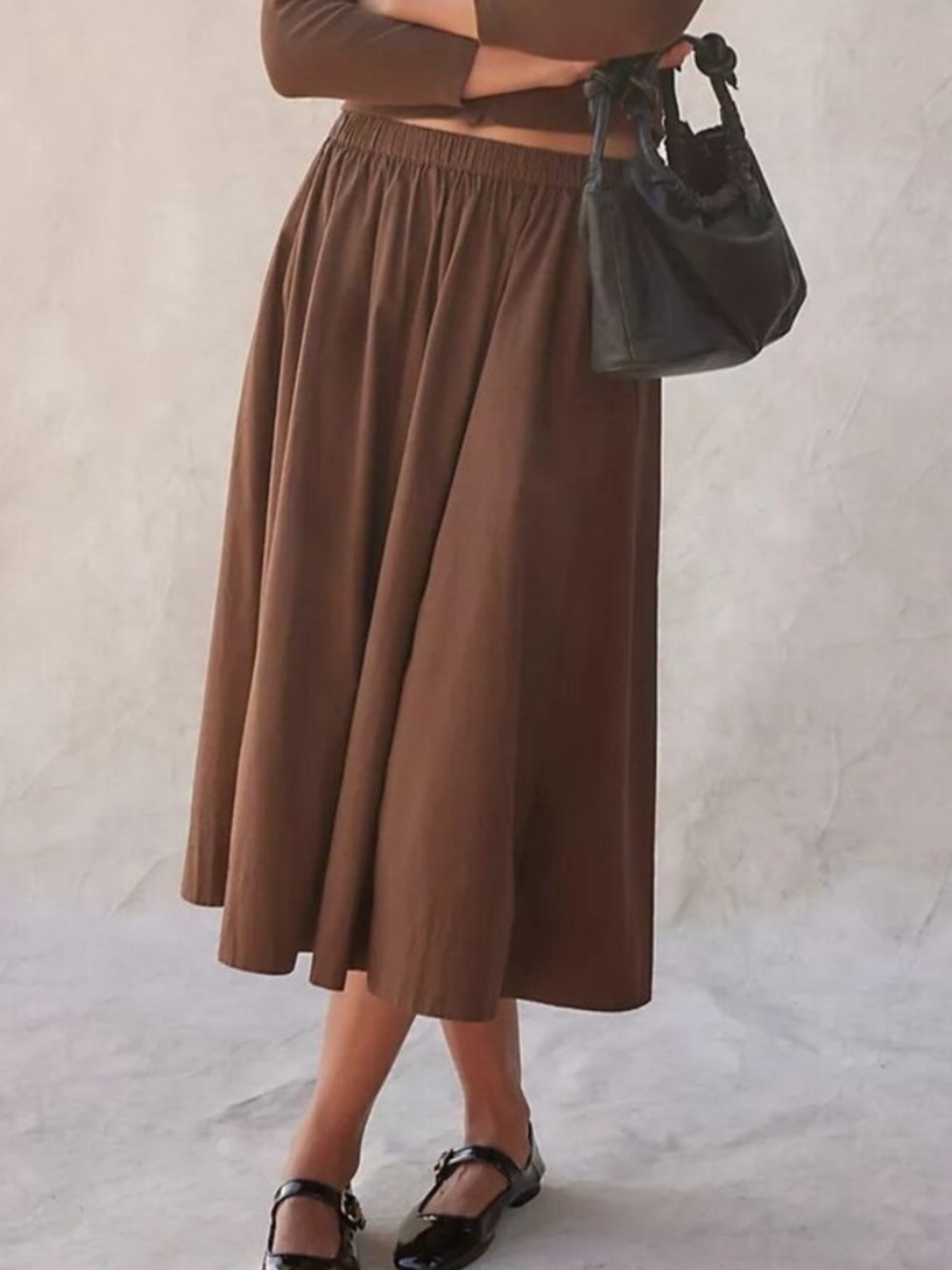 Free People Brown Free-est Perfect Tones Midi Skirt Small Beach Cotton Fall